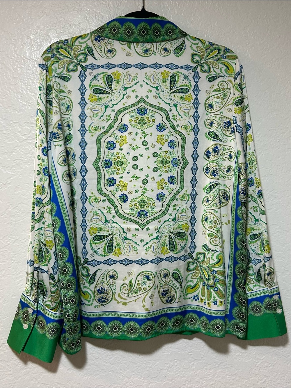 Rachel Zoe Blue and Green Paisley Button-Up Top - Picture 5 of 5